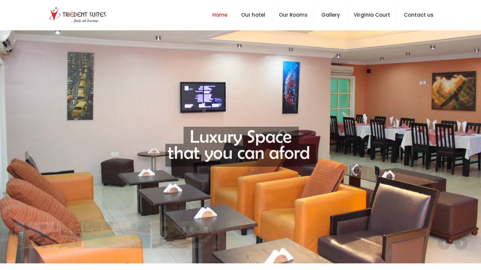 Captured Triedent Suites website, a selected NewChild portfolio project